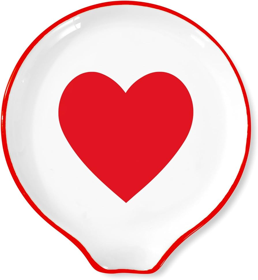 JarThenaAMCS 4.7inch Valentine's Day Spoon Rest Red White Love Heart Small Coffee Spoon Holder fo... | Amazon (US)