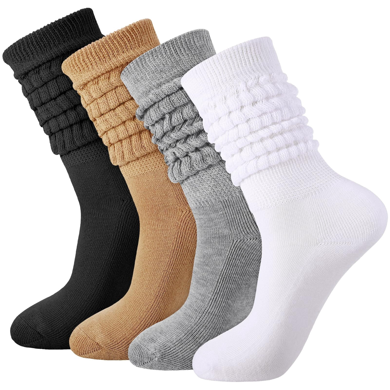  Emlimny 4 Pairs Slouch Cotton Knit Socks,Slouch Socks for Women,Retro Stacked Socks Soft Brea... | Walmart (US)