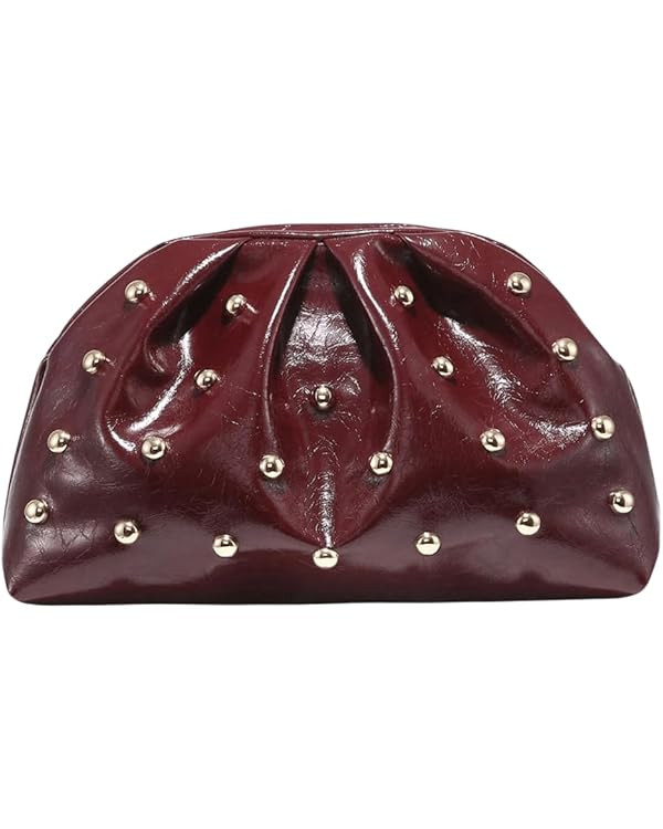 QWINEE Women's Elegant Studded Clutch Bag Magnet Ruched Bags Retro Vintage Evening Handbag | Amazon (US)