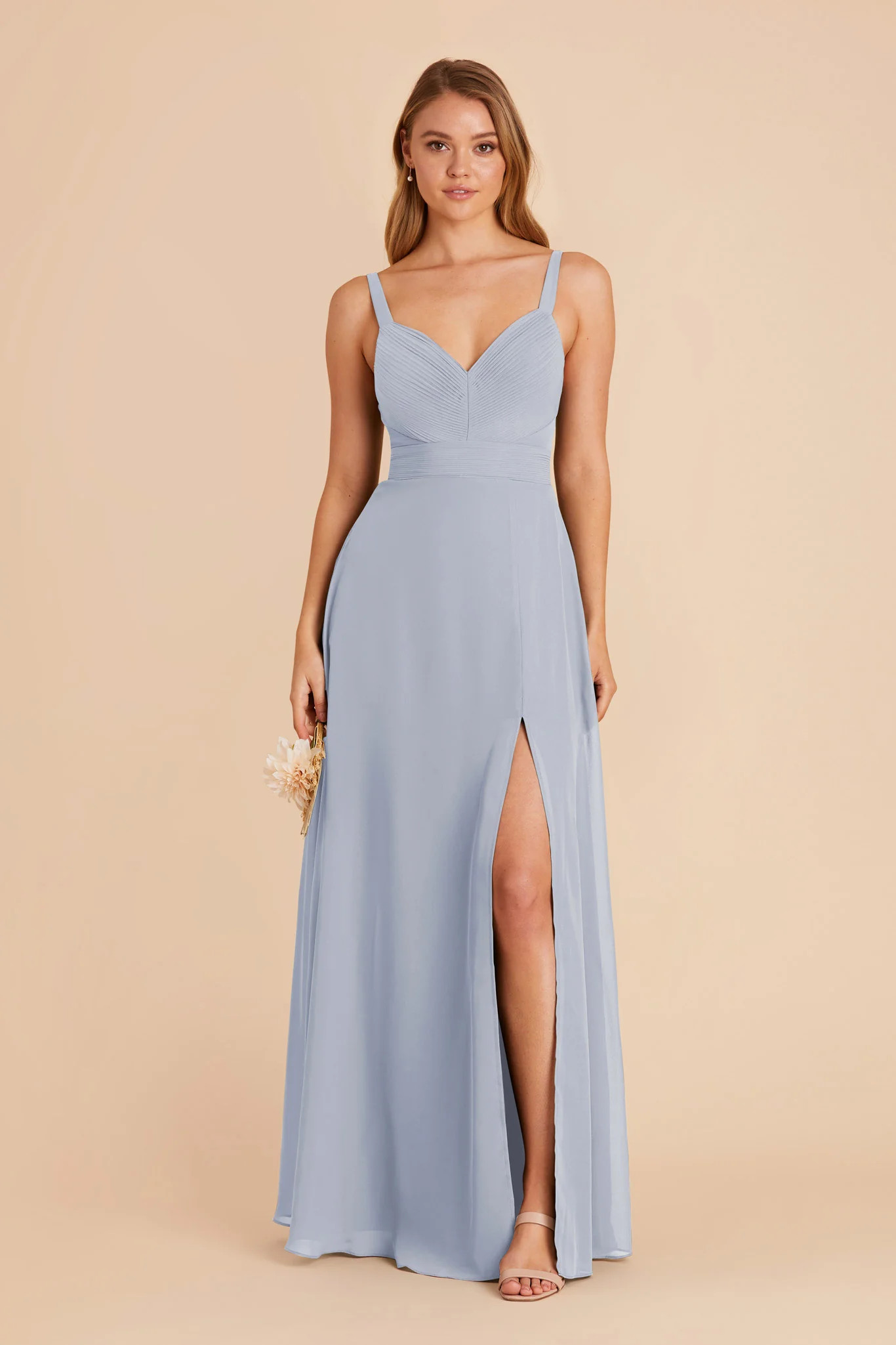Deborah Chiffon Dress - Dusty Blue | Birdy Grey