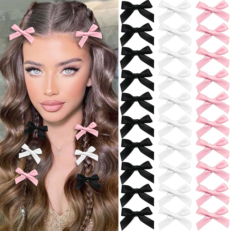 30PCS Bow Hair Clips Mini Bowknot Ribbons for Girls Sweet Bow Hair Clips Non-Slip Hair Clips Cute... | Amazon (US)