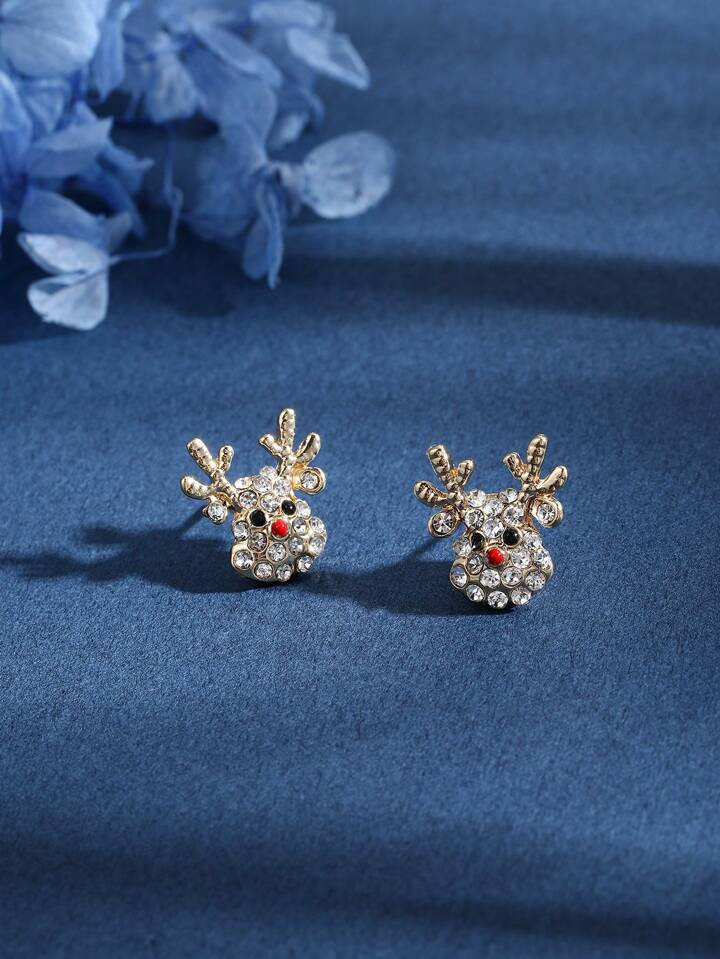 1pair Deer Design Fully Decorated Christmas Earrings For Women & Girls, Elegant & Cute Style, Sui... | SHEIN