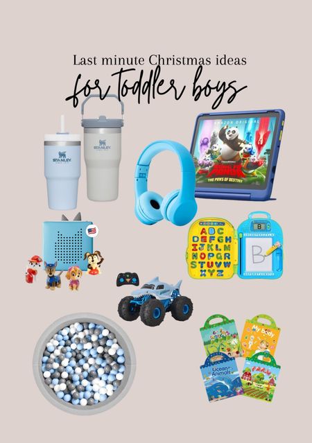 Toddler boy gift guide 
Stanley, headphones, amazon fire tablet, leapfrog, megalodon monster truck, ball pit, stickers, Tonies  

#LTKSeasonal #LTKHoliday #LTKGiftGuide