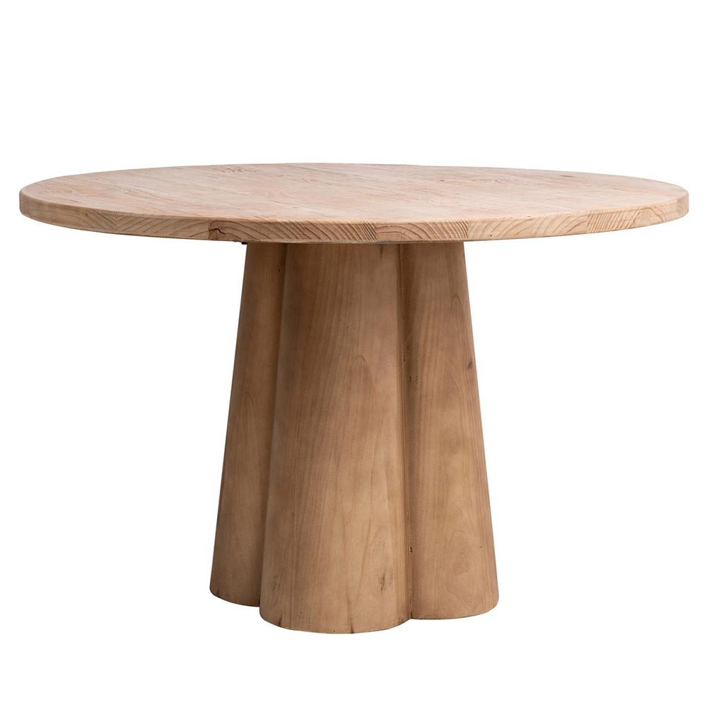 Wilmar Rustic Lodge Natural Reclaimed Pine Round Pedestal Dining Table - 48""W | Kathy Kuo Home