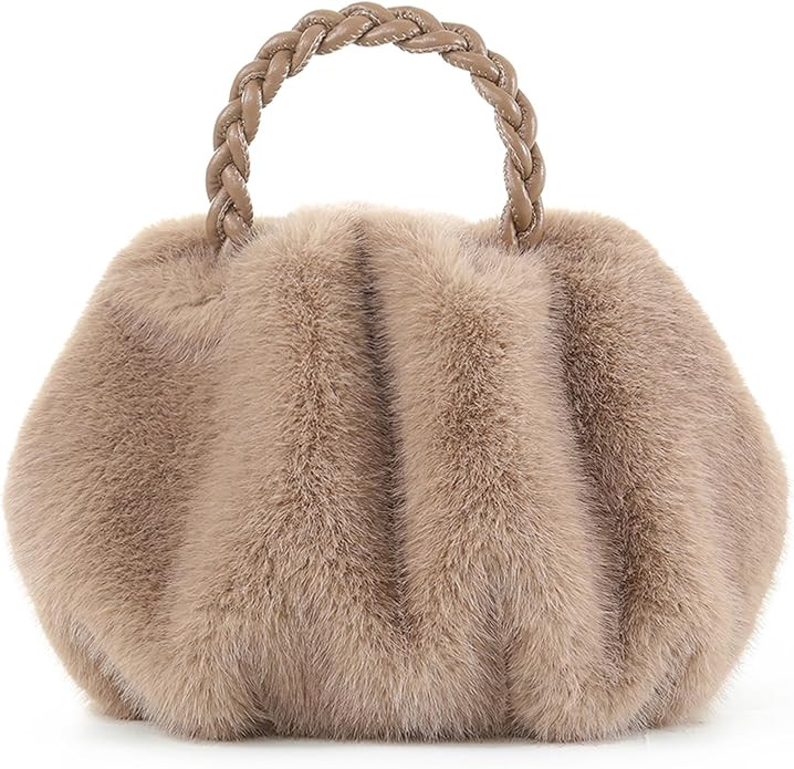 Fur Story Tote Bag Faux Fur Purses for Women Plush Handbag Fuzzy Shoulder Bag Big Capacity Black ... | Amazon (US)