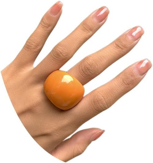 Multicolor Resin Chunky Rings.Transparent Acrylic Rings Exaggerated Knuckle Finger Rings Charm Ge... | Amazon (US)