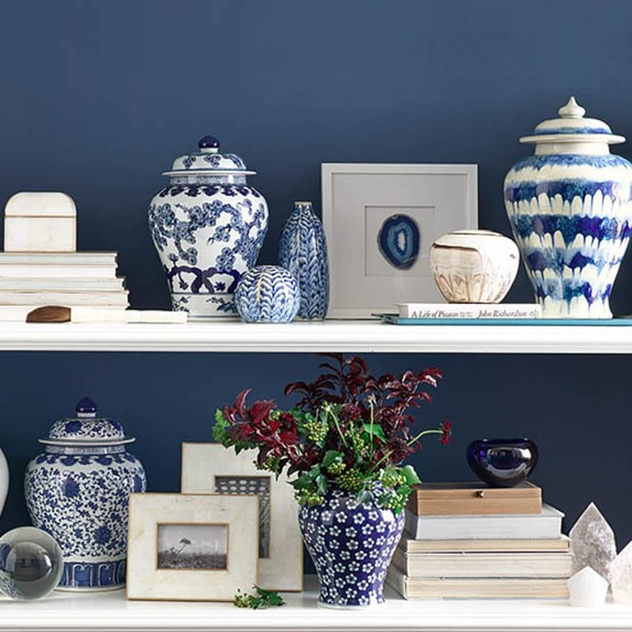 Blue & White Ginger Jar with Lid, 16" Urn | Williams-Sonoma