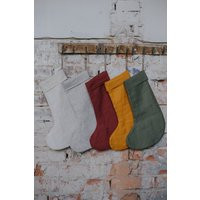 Linen Stocking Minimalist Christmas Stockings Embroidery Neutral Personalization | Etsy (US)