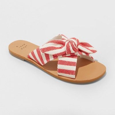 Women's Livia Striped Knotted Bow Slide Sandals - A New Day™ | Target