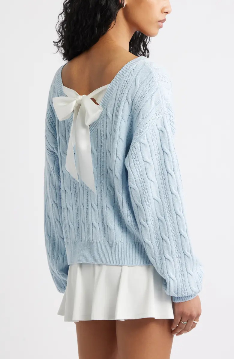 Bow Back Cable Knit Sweater | Nordstrom