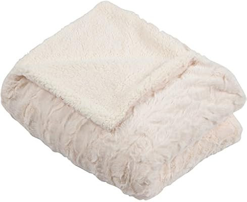 SLPR Faux Fur Plush Fleece Throw Blanket with White Sherpa (58" x 84", Ivory) | Oversized Soft Cr... | Amazon (US)