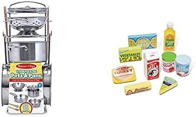 Amazon.com: Melissa & Doug Stainless Steel Pots & Pans Play Set & Fridge Food Set: Toys & Games | Amazon (US)
