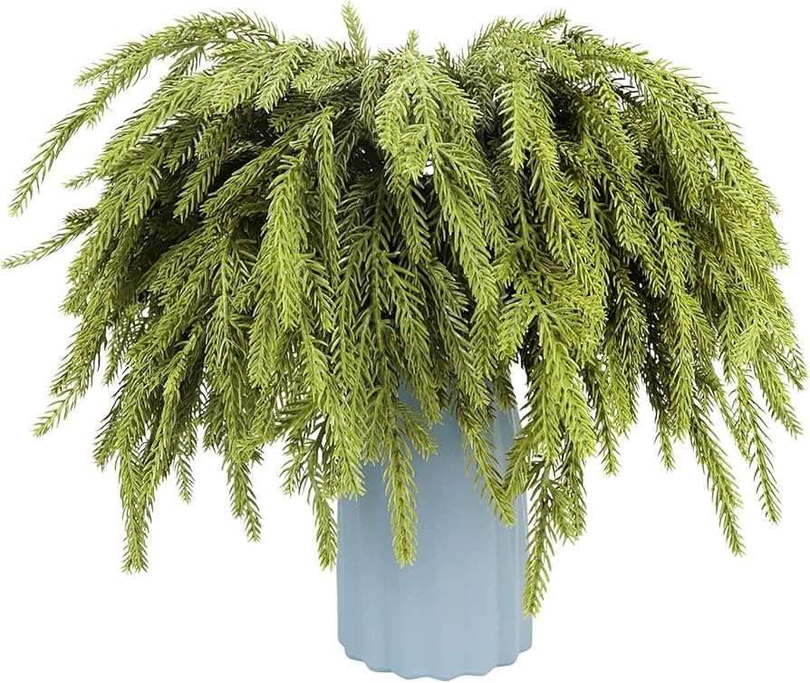 12 Pcs Norfolk Pine Branches 18" Artificial Pine Needles Branches Fake Greenery Picks Norfolk Pin... | Amazon (US)