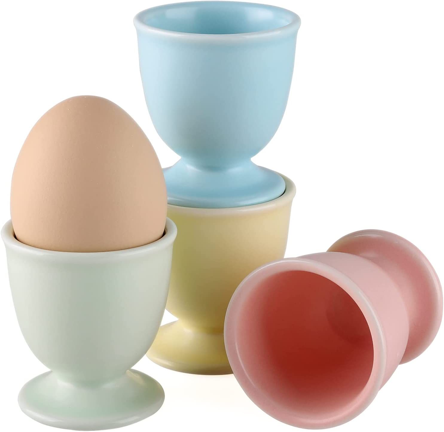 Porcelain Egg Cups Ceramic Egg Stand Holders for Soft Boiled Eggs Set of 4 for Breakfast | Amazon (US)