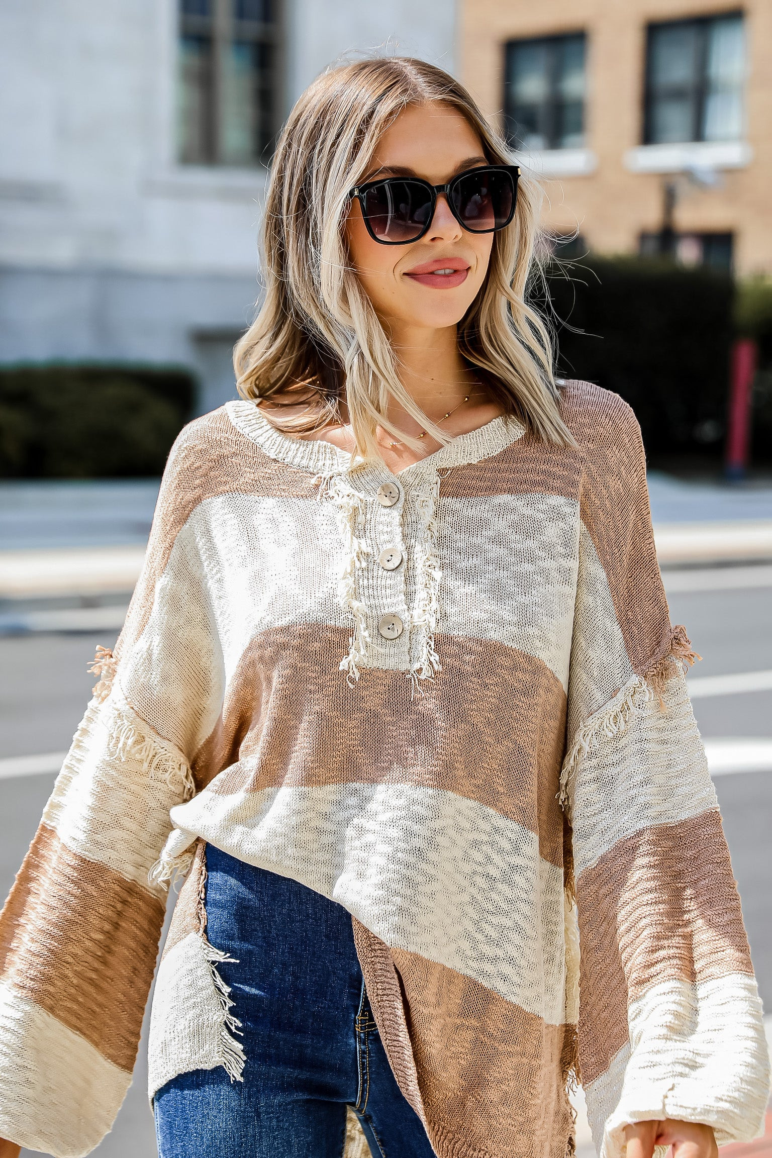 Cool Girl Striped Oversized Knit Top | Dress Up