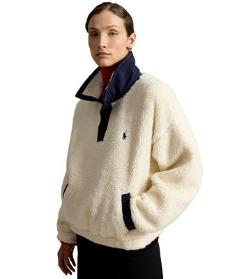 Women's Polo Bear High-Pile Fleece Funnel Neck Jacket | Macy's