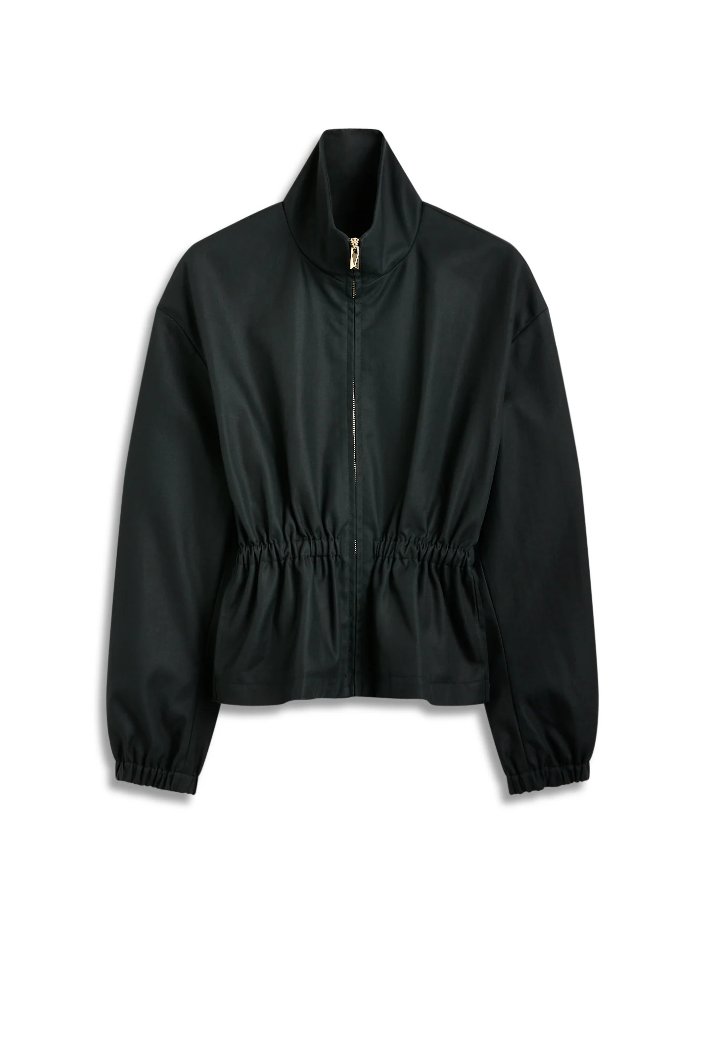 DOUBLE COTTON FUNNEL NECK JACKET - BLACK - Scanlan Theodore | Scanlan Theodore AU