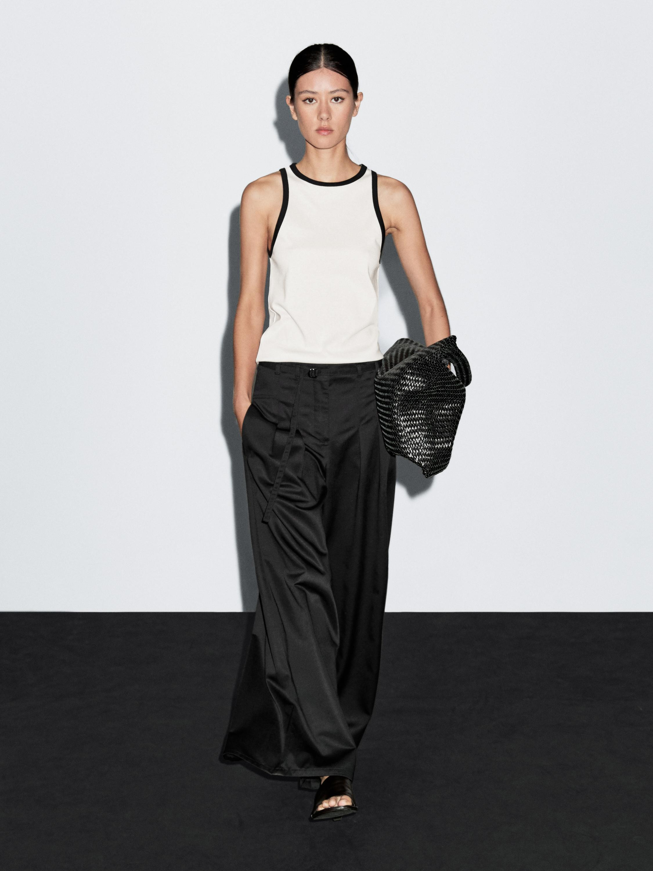 Palazzo trousers with tie | Massimo Dutti US