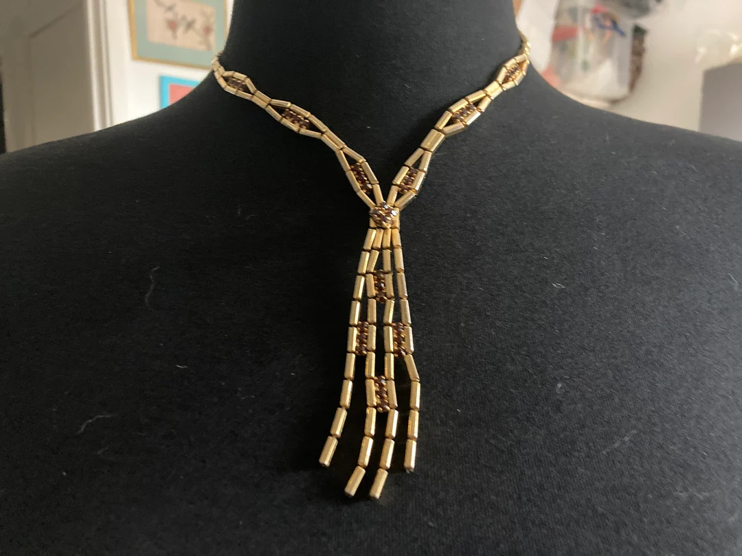 Vintage Brown Cognac Glass Diamanté Rhinestone Waterfall Drop - Etsy UK | Etsy (UK)