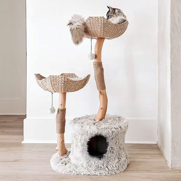 MAU LIFESTYLE Cento 46-in Modern Wooden Cat Tree & Condo, Gray - Chewy.com | Chewy.com
