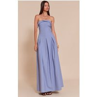 Light Blue Bandeau Pleated Midaxi Dress | PrettyLittleThing US