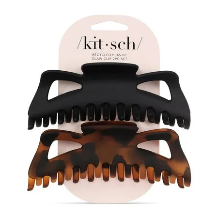 Kitsch Recycled Plastic Jumbo Classic Claw Clip 2 Ct Tortoise & Black | Walmart (US)
