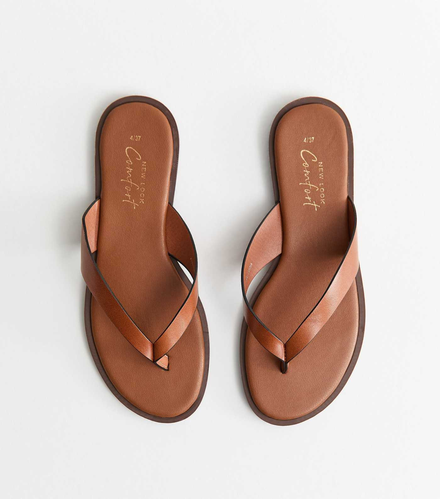 Tan Faux Leather Toe Post Sandals | New Look | New Look (UK)