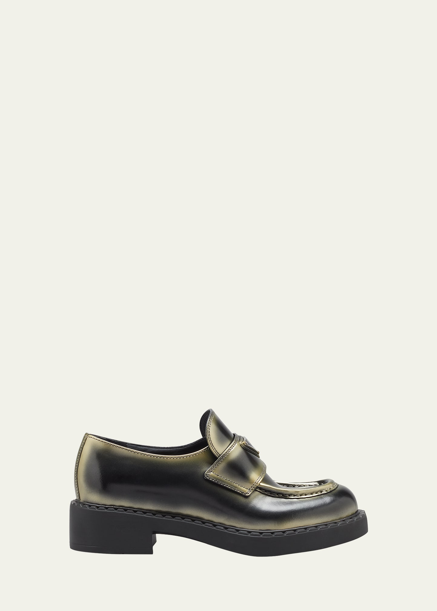 Prada Chocolate Lambskin Loafers | Bergdorf Goodman