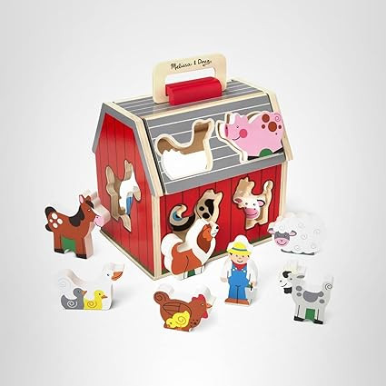 Melissa & Doug Take-Along Wooden Toy Barn, 11-Pc Portable Toddler Playset with Farm Animals & Pop... | Amazon (US)