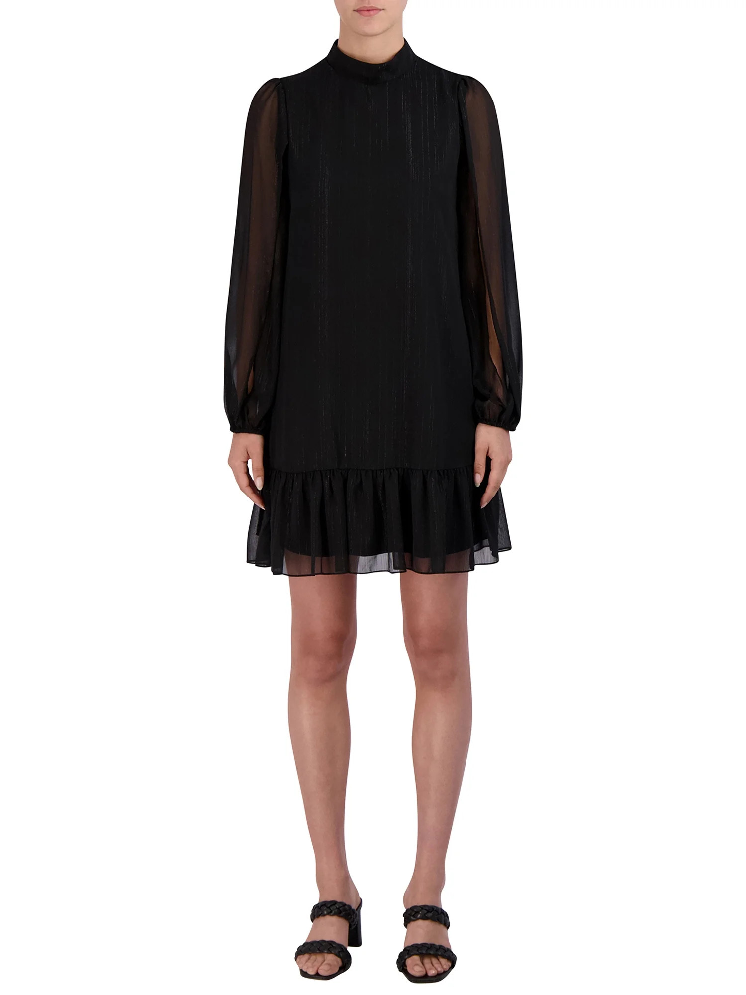 BCBG Paris Women's Sheered Long Sleeve Dress | Walmart (US)