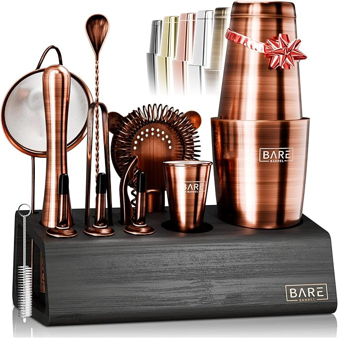 BARE BARREL® Mixology Bartender Kit Bar Set | 14-Piece Cocktail Shaker Set | Martini Barware Mix... | Amazon (US)