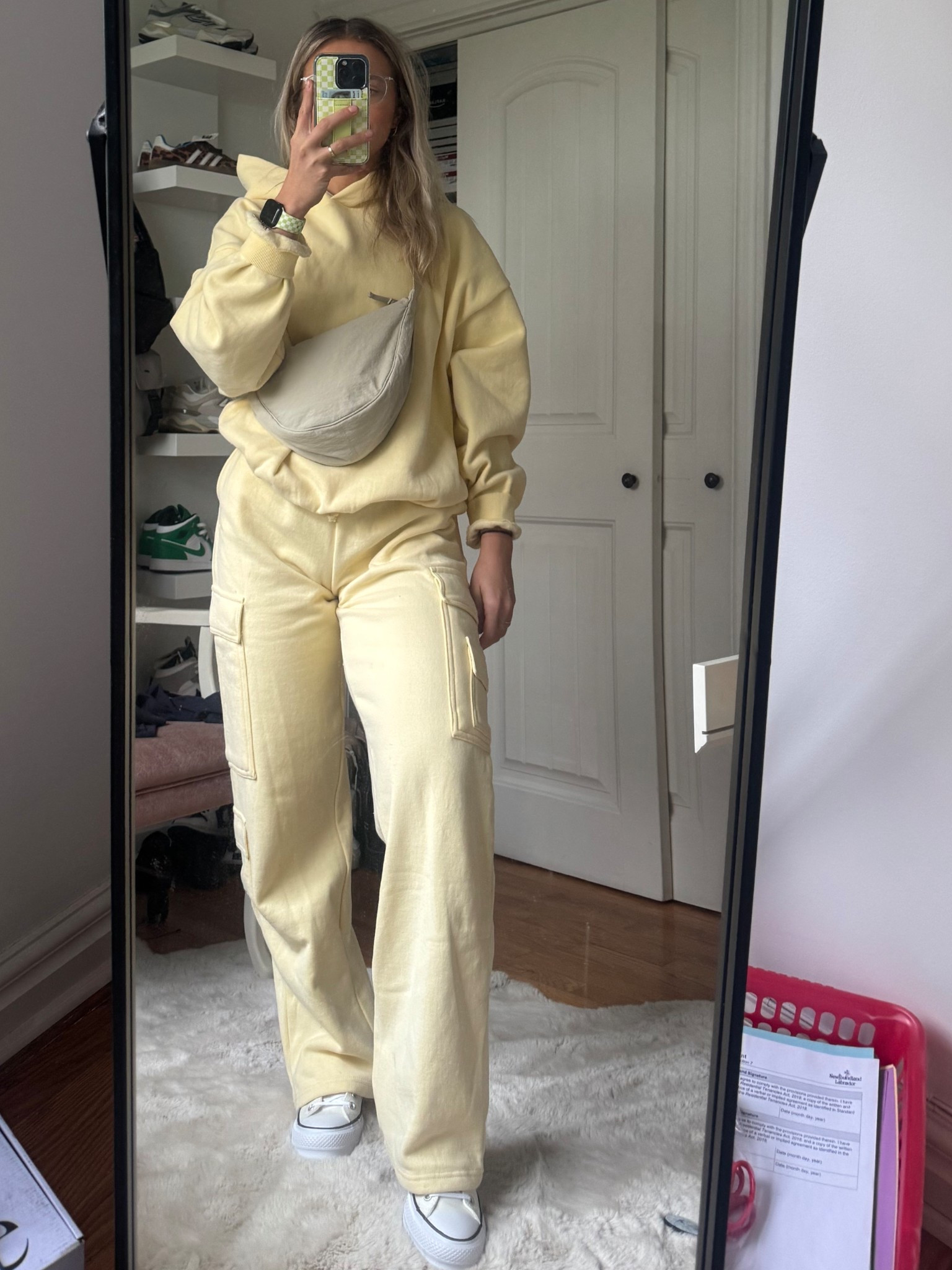 the matching set of my DREAMS!!! I am 5’2 for reference, wearing a s/m in the hoodie, small in the sweat pants!!  

sneakers are size 6.5
watch strap/matching phone case are Walli Cases (code MYRANDA10 to save🫶🏻)

#butteryellow #yellow #sweatsuit #matching #set #comfy #traveloutfit

#LTKsummer #LTKcanada #LTKspring