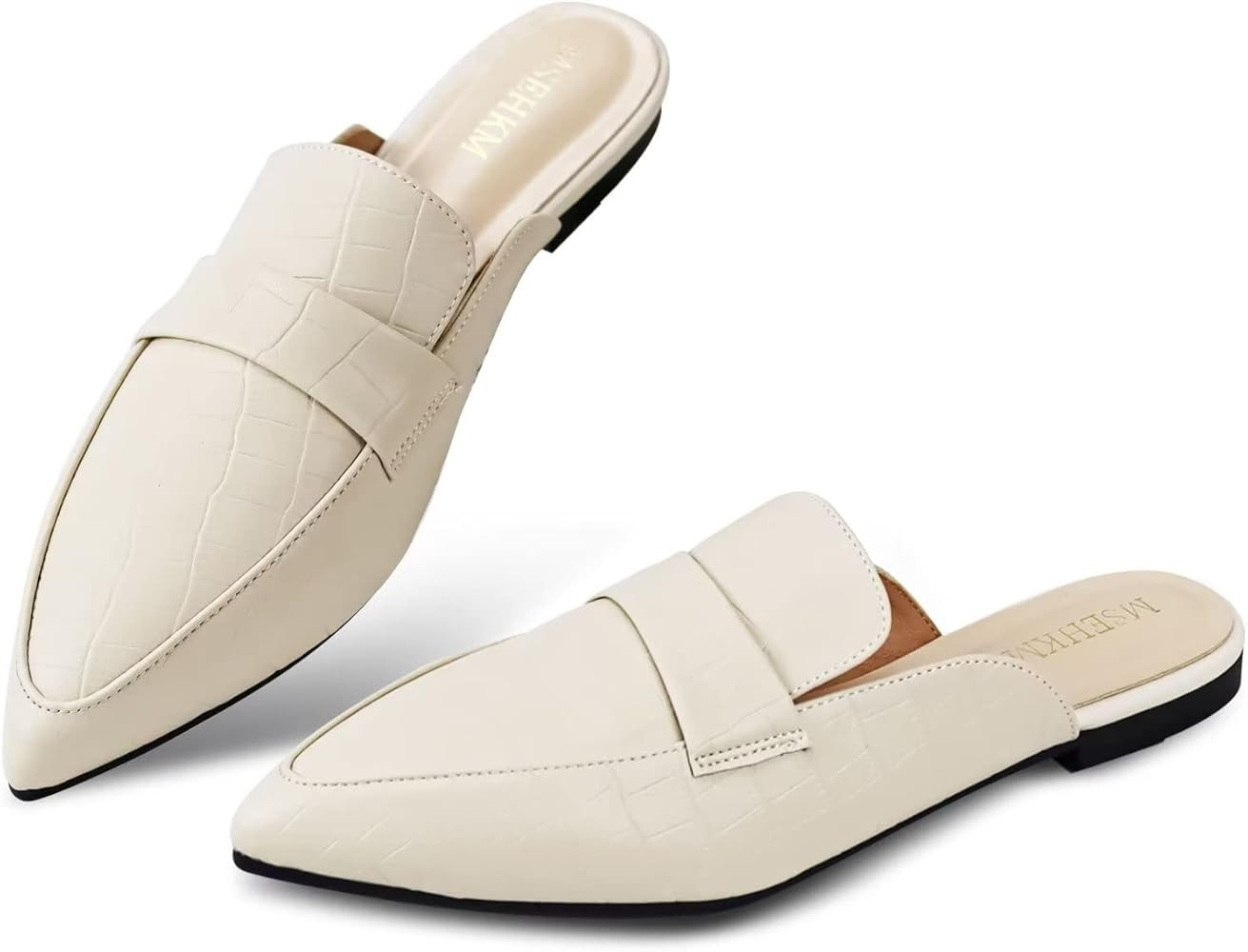 MSEHKM Women's Mules Flats- Classic Pointed Toe Design with Comfortable Fit for Everyday Wear- Pe... | Amazon (US)