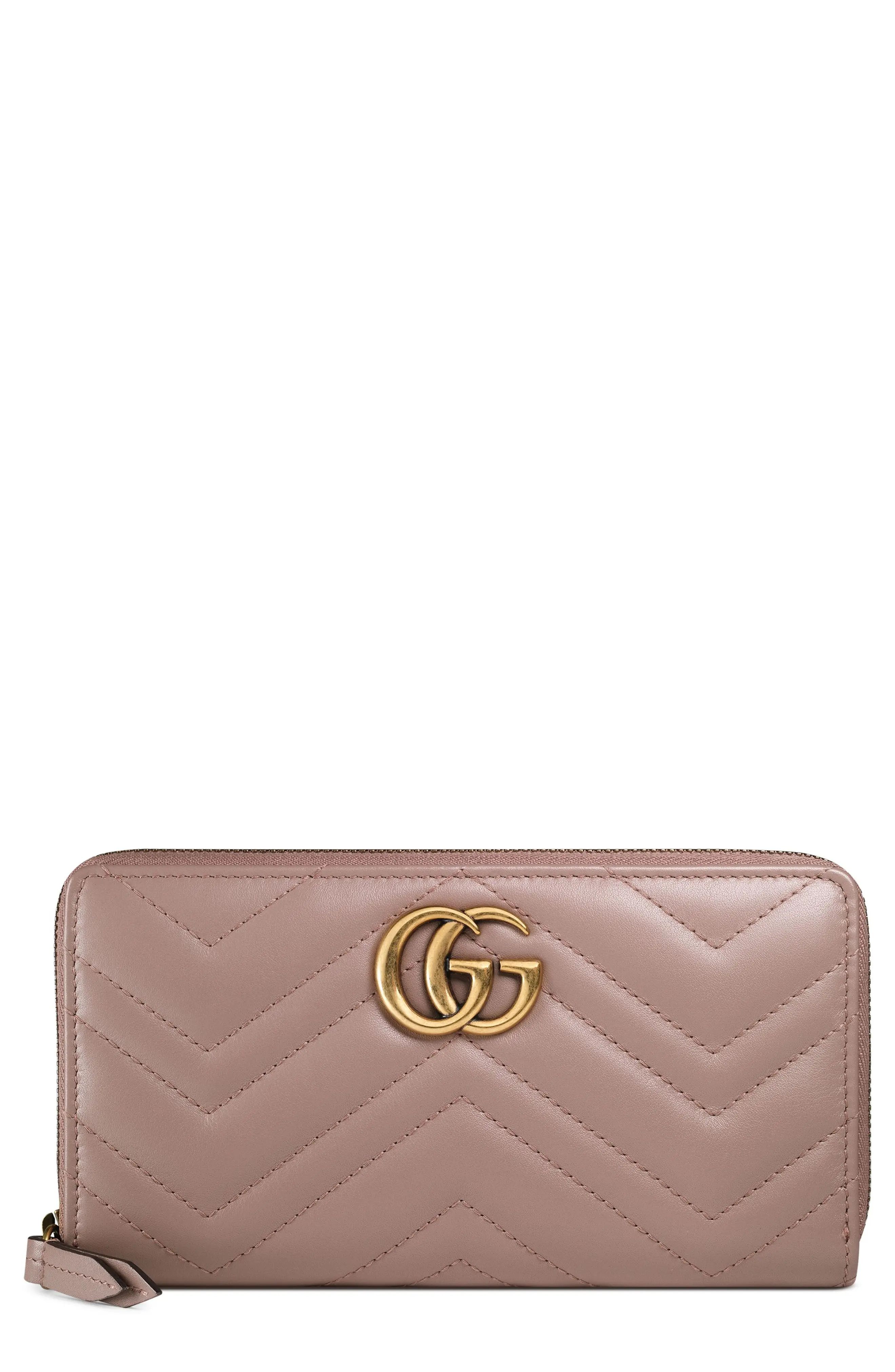 GG Marmont Matelassé Leather Zip-Around Wallet | Nordstrom