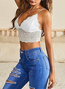 Astylish Womens Sexy Lace Bralettes Adjustable Strap V Neck Everyday Bra | Amazon (US)