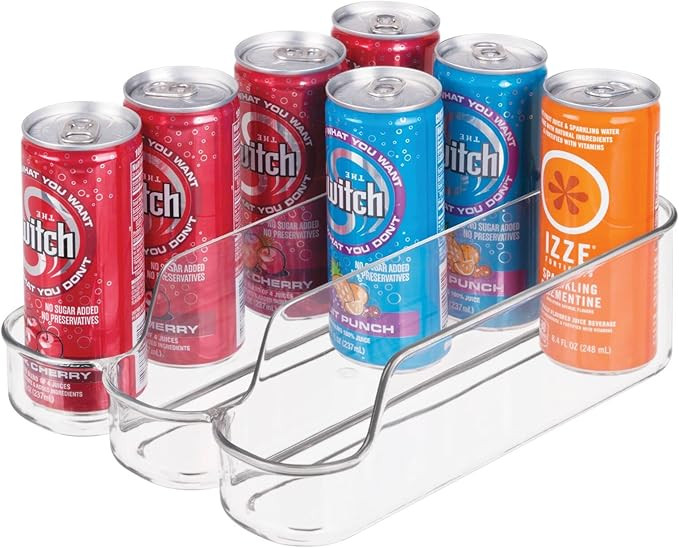 mDesign Small Plastic Kitchen Storage Organizer Divided Bin for Tall Skinny Soda/Pop Cans - 3 Com... | Amazon (US)