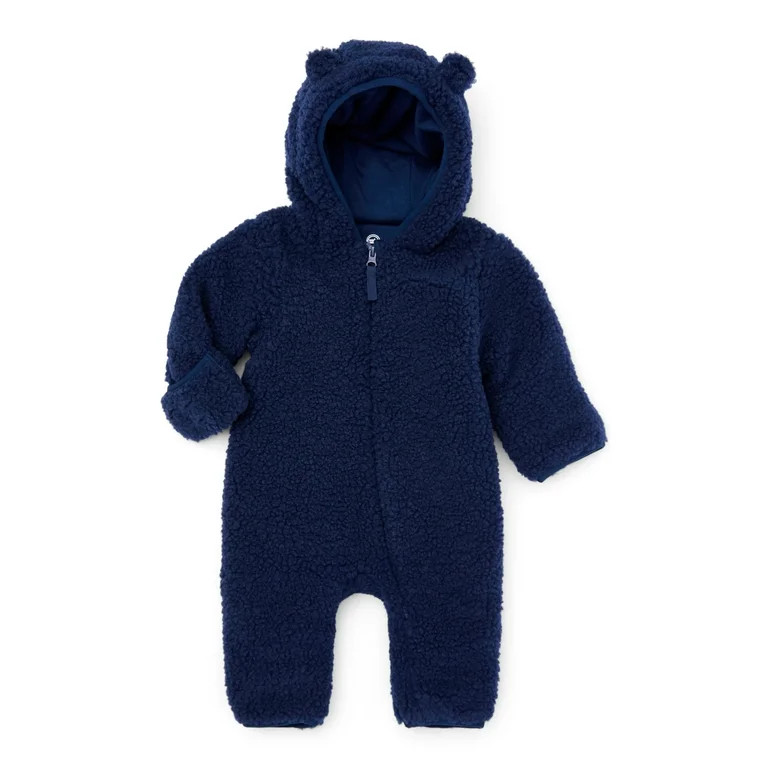 Wonder Nation Baby Teddy Fleece Pram with Hood, Size 0M- 9M | Walmart (US)