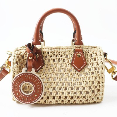 Louis Vuitton M83525 Nano Speedy Natural Tan Raffia Leather 2Way Handbag/Shoulde | eBay US