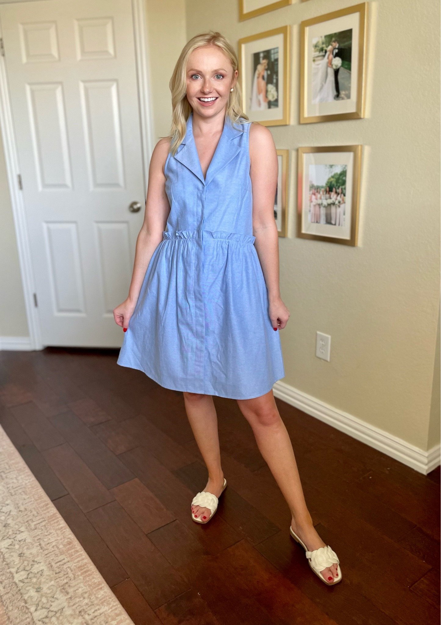 Wearing an XS | shirt dress, Oxford dress, Oxford blue, blue dress, sleeveless dress, summer dress, coastal style, coastal outfit 

#LTKFind #LTKstyletip #LTKSeasonal