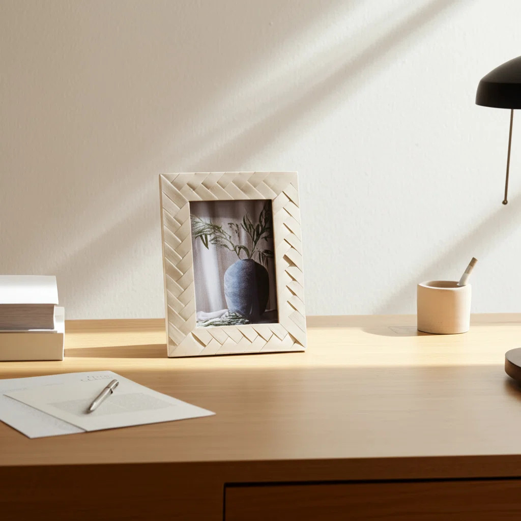 Woven Photo Frame, Contemporary Resin Ivory Decorative Picture Frame | Wayfair North America