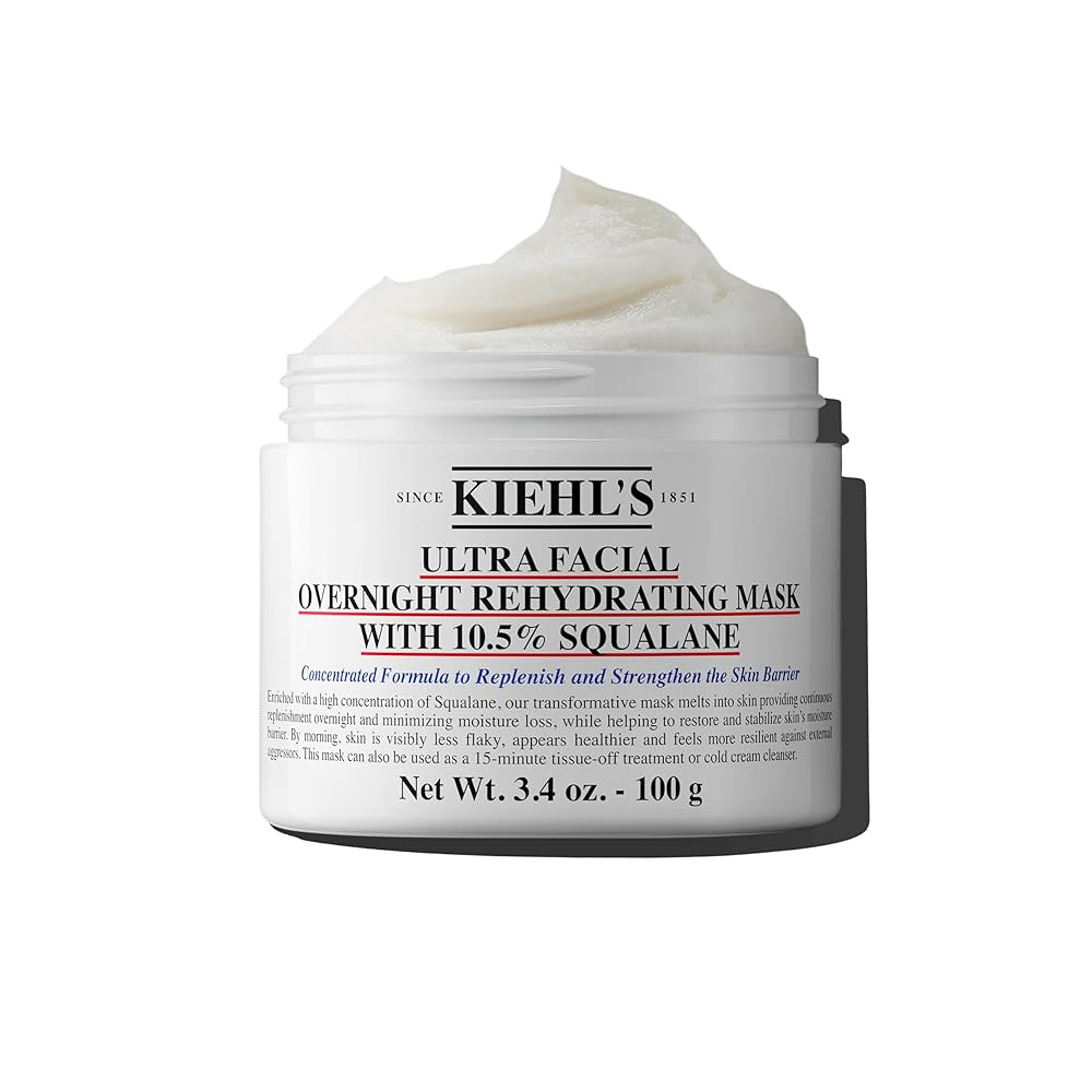 Kiehl's Ultra Facial Overnight Hydrating Face Mask with 10.5% Squalane, Deeply Hydrates Skin & St... | Amazon (US)