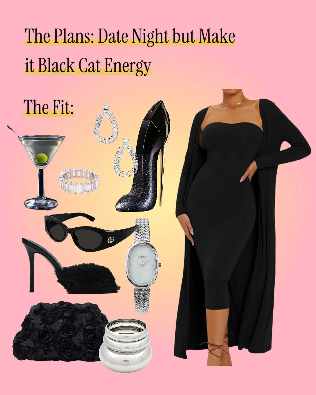 Date Night Outfit… but make it black cat energy 🐈‍⬛ 👄 

all black outfit, black outfit, date night dress, fall outfit, monochromatic outfit 

#LTKFindsUnder50 #LTKShoeCrush #LTKStyleTip