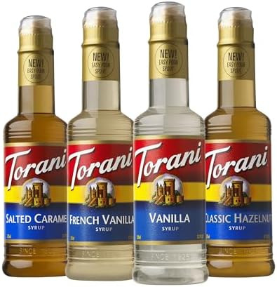 Torani Flavored Drink Syrup Café Variety Pack, Vanilla, Salted Caramel, Classic Hazelnut & Frenc... | Amazon (US)