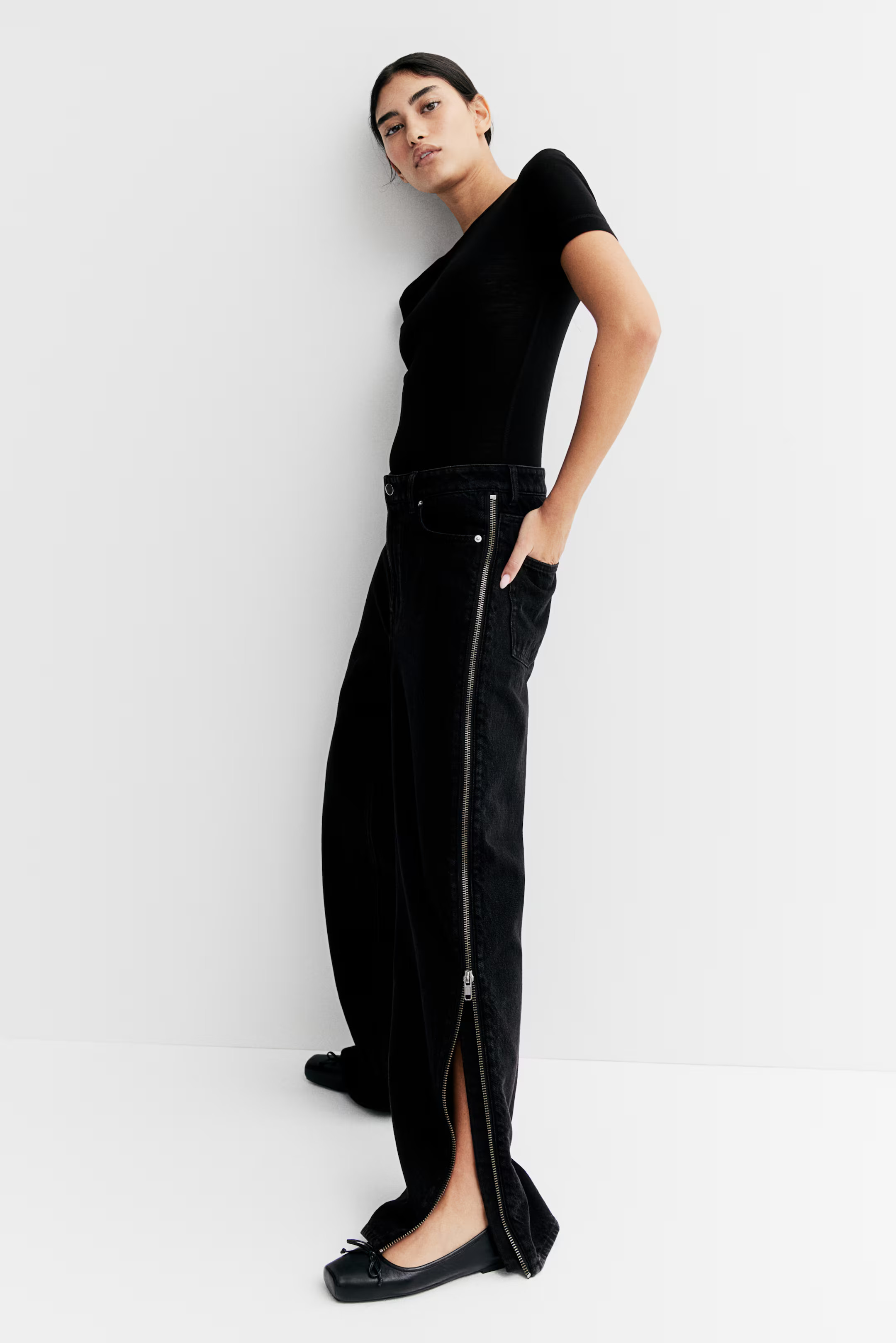 Zip-detail denim trousers | H&M (US + CA)
