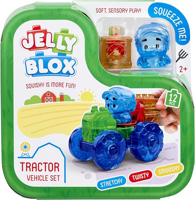 Jelly Blox Tractor Set | Includes 12 Pieces | Toddler & Preschool Building Blocks Kids Can Squeez... | Amazon (US)