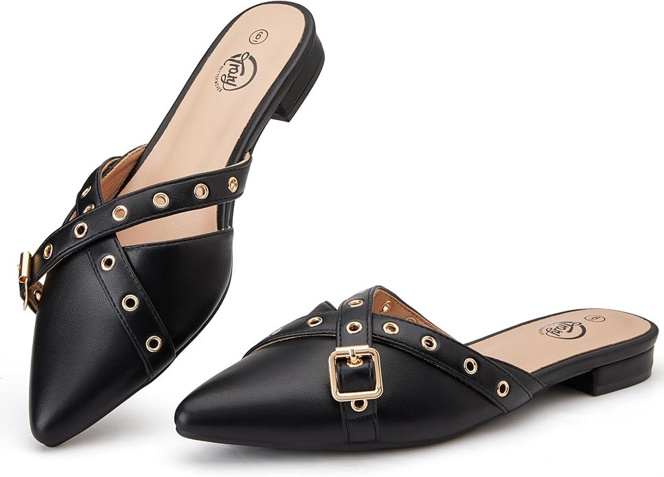 Trary Mules for Women,Comfortable Pointed Toe Flats,Backless Loafers Slip-Ons Women's Clogs,Busin... | Amazon (US)