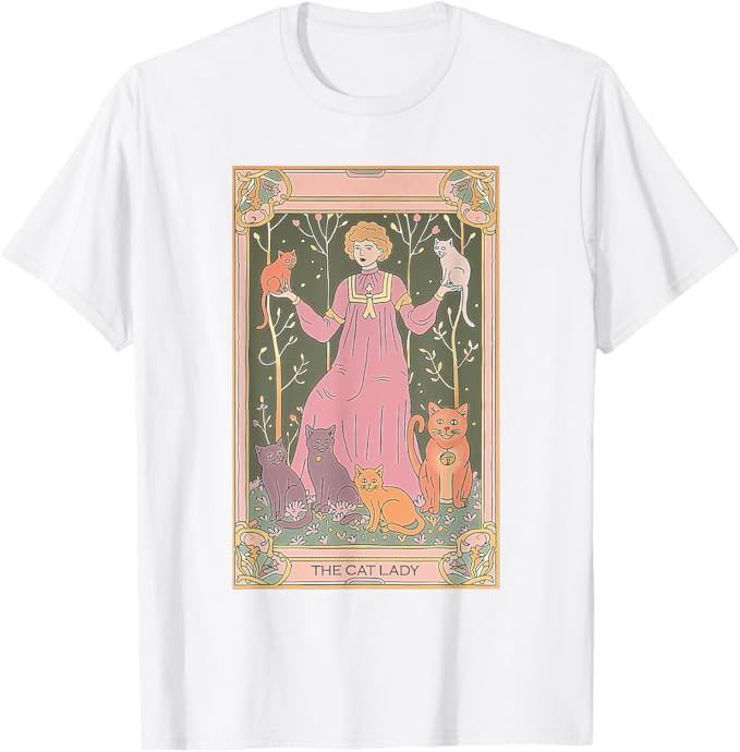 The Cat Lady Tarot Card Vintage Gothic Women Cat Mom T-Shirt | Amazon (US)