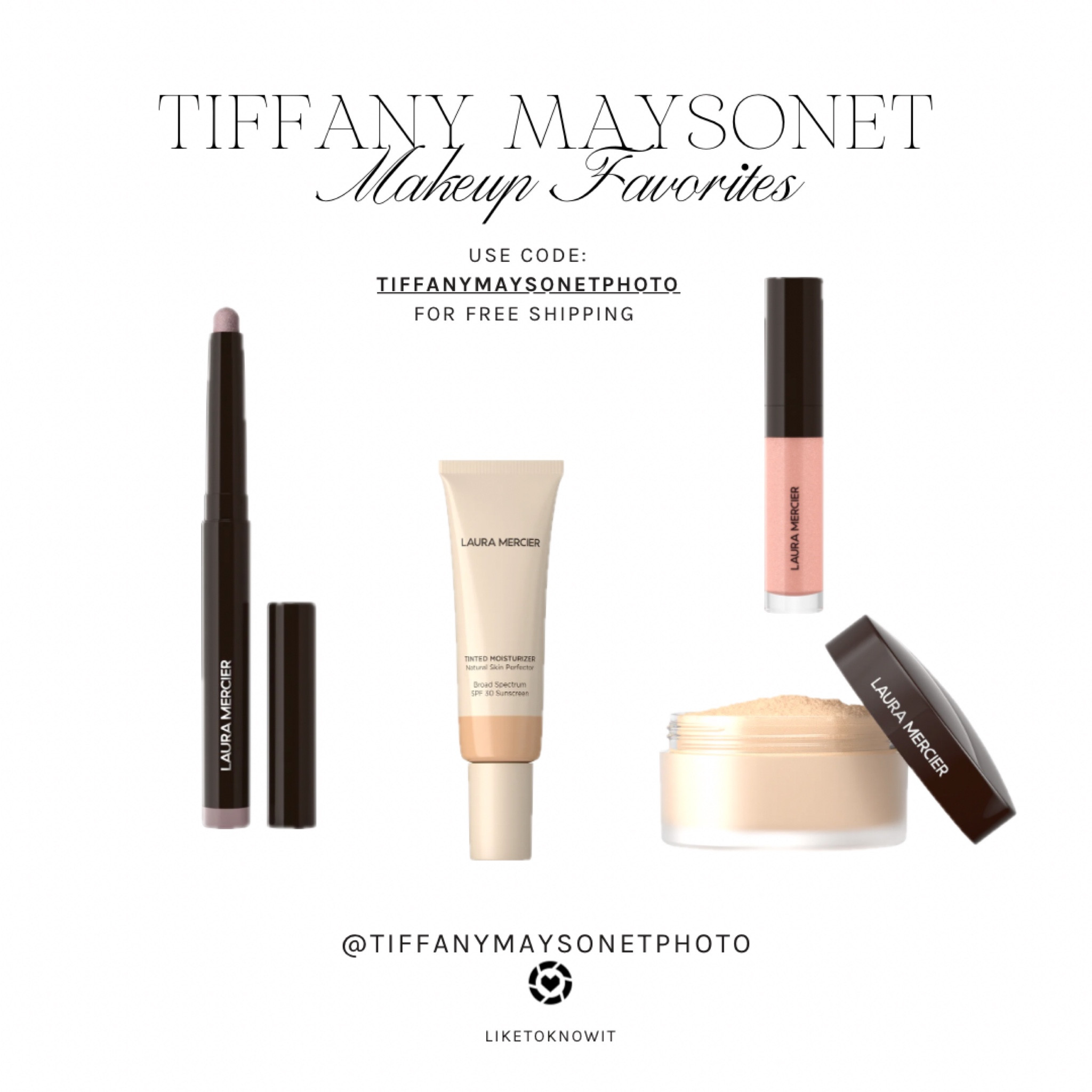 Laura Mercier Favorites ! 

The rose gold caviar stick is a Must! 
Use code TIFFANYMAYSONETPHOTO 
For free shipping 

#LTKxSephora #LTKstyletip