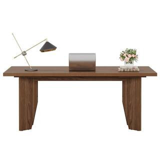 Moronia 63 in. Rectangle Brown Wood Office Computer Desk Executive Desk Workstation Writing Table Business Furniture | The Home Depot