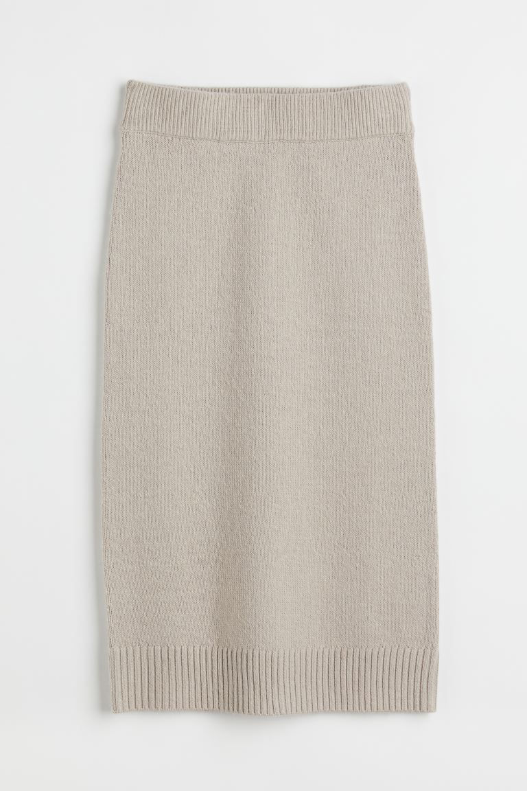 Knit Slit-hem Dress - Light taupe - Ladies | H&M US | H&M (US + CA)